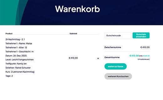 Warenkorb mit Metadaten